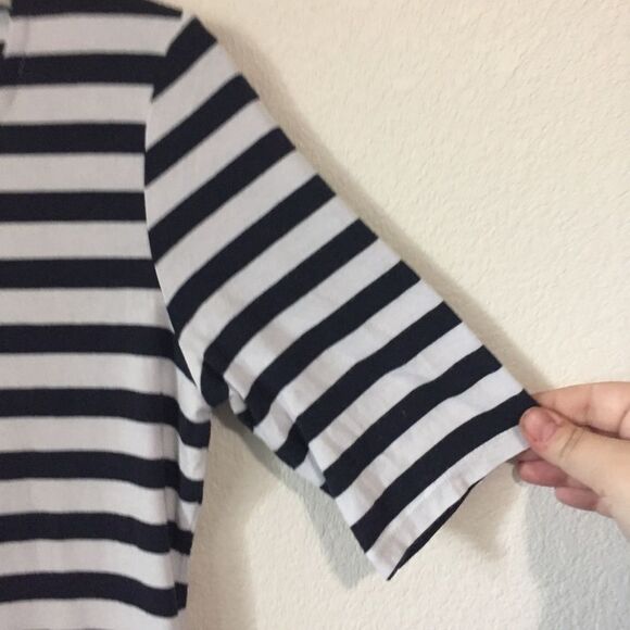 Splendid Striped 1/2 Sleeve T Shirt Bodycon Mini Dress Fitted White Black Medium - Picture 3 of 7